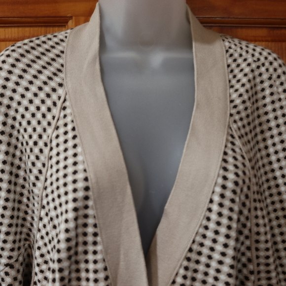 Ellen Tracy Cashmere Blend Brown Big Button Spotted Cardigan Sweater Med - Picture 3 of 10